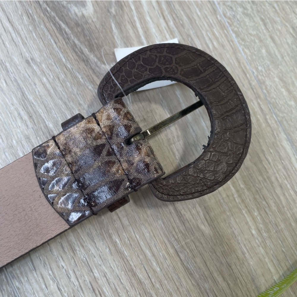 CHICOS real leather crocodile pattern belt brown tan - Picture 6 of 11